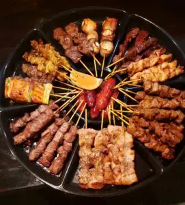 skewer and sausage party platter