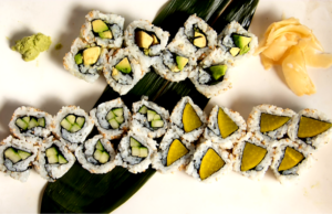 three varieties of sushi roll