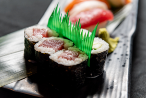 tuna and cucumber sushi rolls