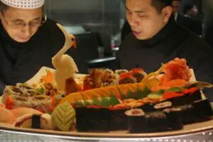 Japanese chefs preparing in the kitchen