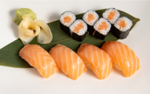 salmon roll and sashimi